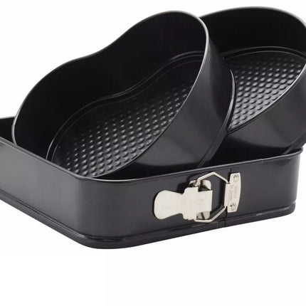 Klausberg Ensemble de moules de cuisson - 3 Pièces - Antiadhésif - Carré, Cœur, Rond - Modèle KB7184