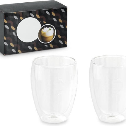Set van 10x dubbelwandige thee/koffieglazen 350 ml transparant - Cappucino / Machiato glazen 19,5 x 12,5 x 9,5 cm