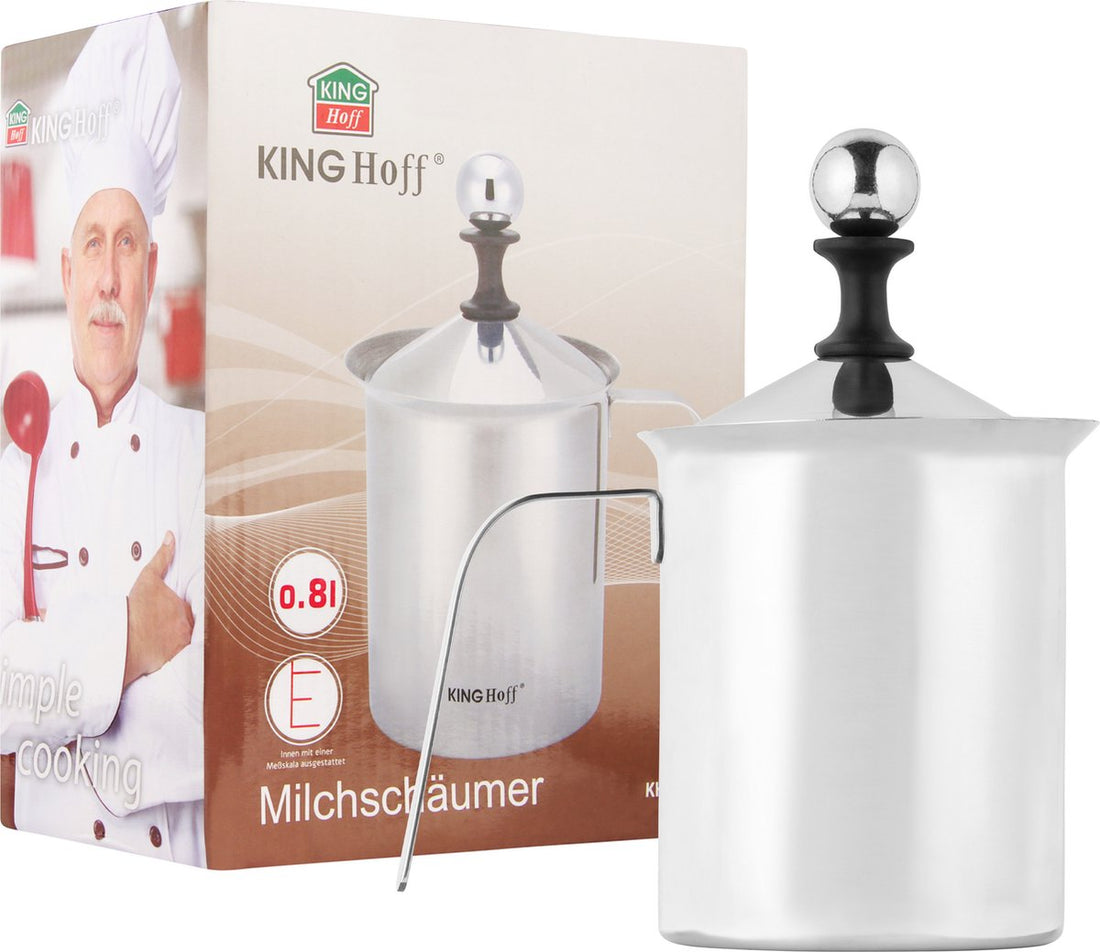 Kinghoff melkopschuimer handmatig – RVS melkkan met pomp, 800 ml – foto 9