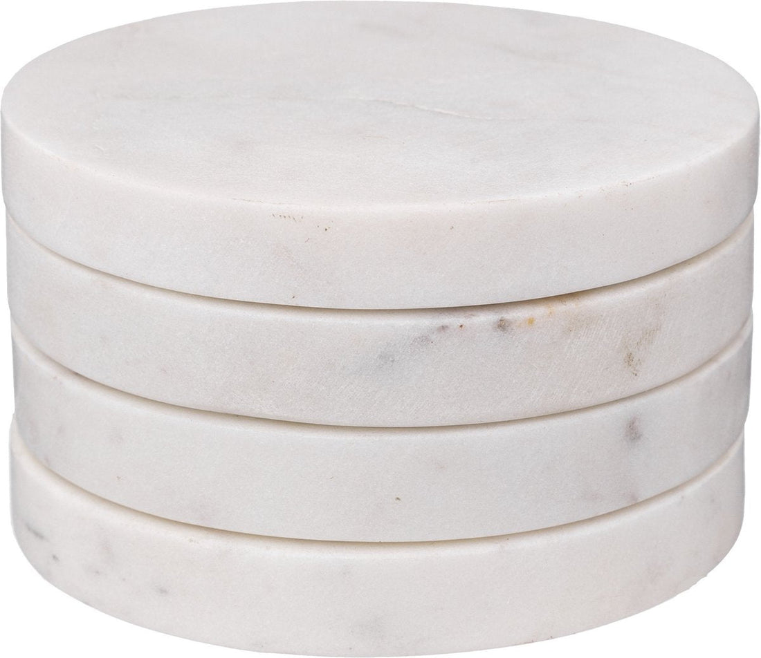 Secret de Gourmet Coasters for glasses - 4 pieces - Marble - White