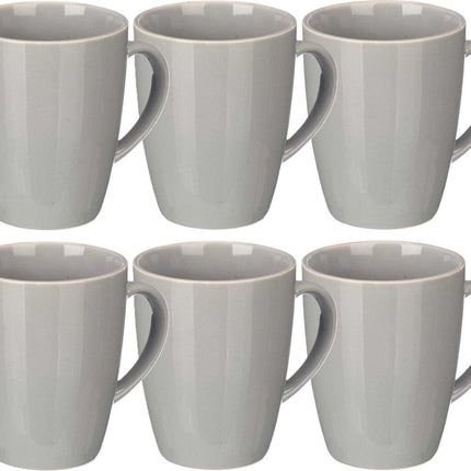 Tasses à café Vessia Design avec anse - lot de 6 - grises - céramique - 330 ml