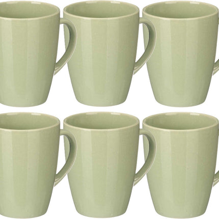 Tasses à café/mugs Vessia Design avec anse - lot de 6 - vert menthe - céramique - 330 ml