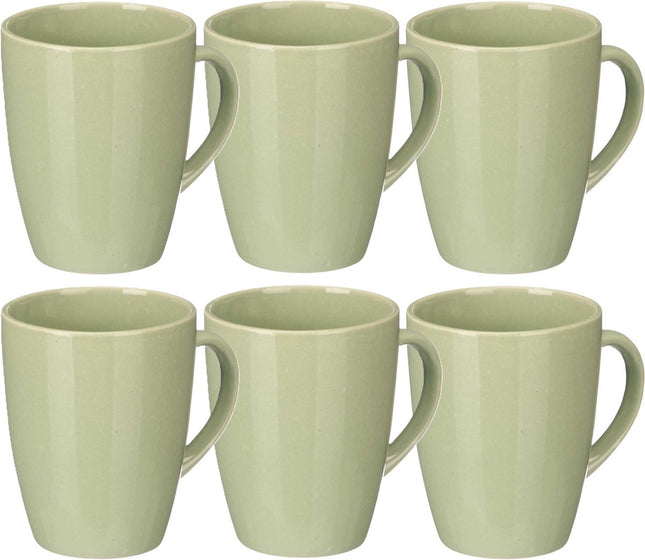 Tasses à café/mugs Vessia Design avec anse - lot de 6 - vert menthe - céramique - 330 ml
