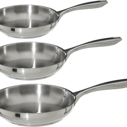 Secret de Gourmet Poêles Acoma - Diamètre 24/26/28 cm - Tous feux - Inox argenté