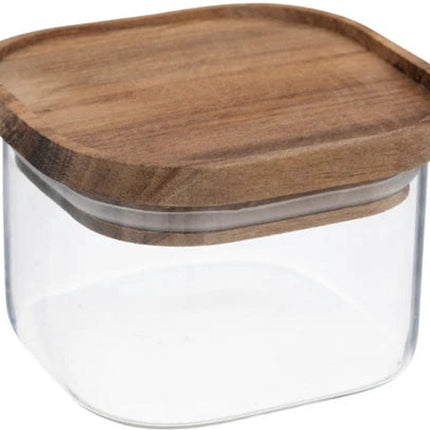 Bocal de conservation en verre 400 ml couvercle acacia Five® - Transparent - Empilable | Avec couvercle | Hermétique