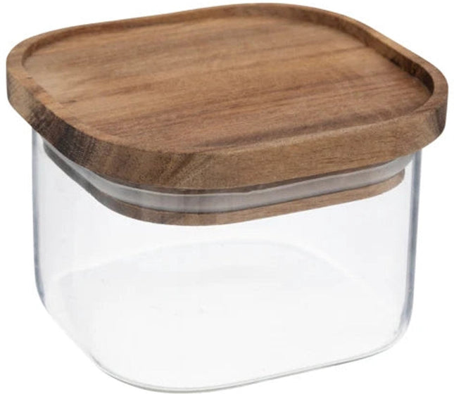 Bocal de conservation en verre 400 ml couvercle acacia Five® - Transparent - Empilable | Avec couvercle | Hermétique