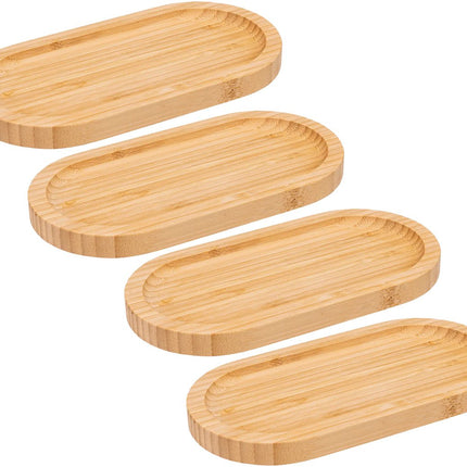 5Five Planche à tapas/finger food - 4x - 20 x 10 cm - bois de bambou - plateau apéritif - planche à tapas