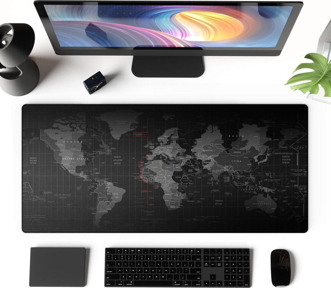 Muismat XXL - Bureau Onderlegger - Gaming Mousepad - 80x30 CM - Wereldkaart