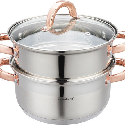 Klausberg 7728 - cuiseur vapeur - 3 pièces - 20 cm - acier inoxydable - toutes sources de chaleur