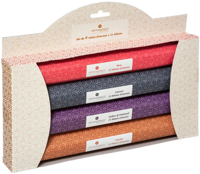 Giftset wierook 4 doosjes met 4 verschillende geuren 80 stokjes