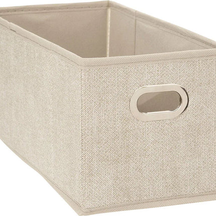 5Five Panier/bac de rangement - beige - lin - 7 litres - 31 x 15 x 15 cm - Boîte de rangement - Paniers pour étagères