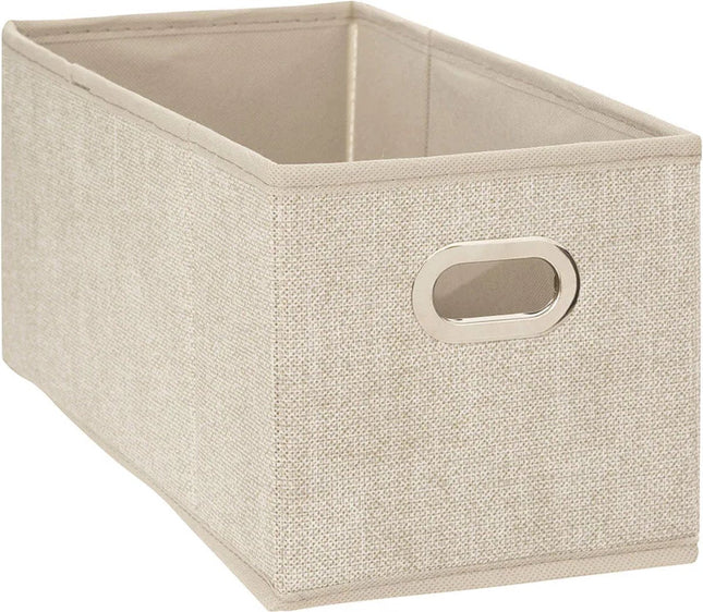5Five Panier/bac de rangement - beige - lin - 7 litres - 31 x 15 x 15 cm - Boîte de rangement - Paniers pour étagères
