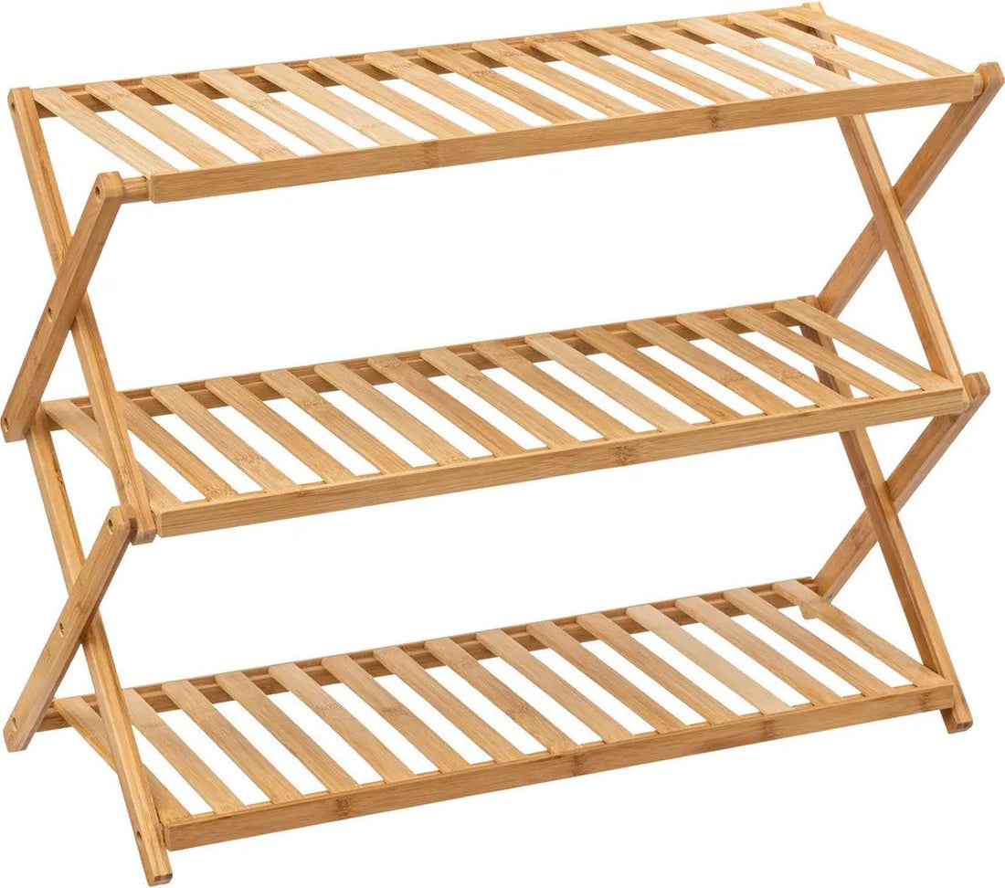 Faltbares Schuhregal aus Bambus - 3 Ebenen - Natur
