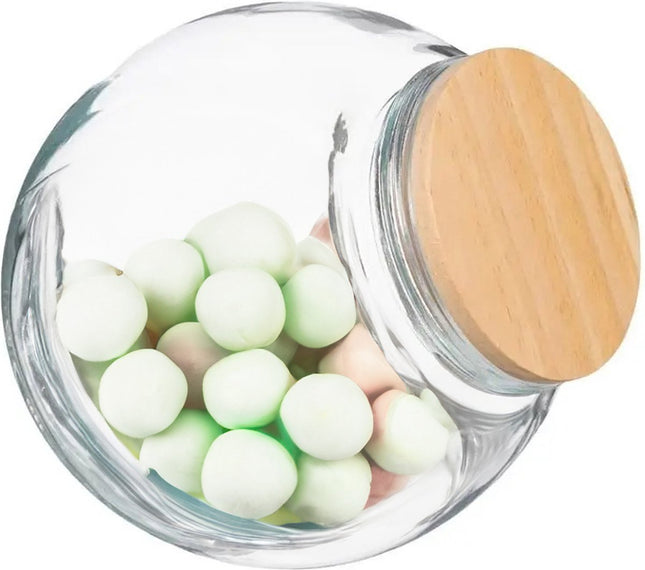 5Five Pot à bonbons/pot de conservation 0,65L - verre avec couvercle en bois - 650 ml - Pots de conservation avec fermeture hermétique