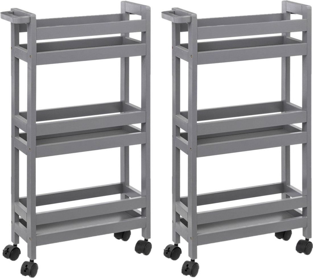 5Five Kitchen Trolley - 2x - 3-tier - concrete grey - D15 x W40 x H75 cm