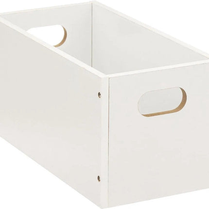 5five Panier/boîte de rangement en bois - blanc - 7 Litres - 31 x 15 x 15 cm - Boîtes de rangement - Paniers pour étagères