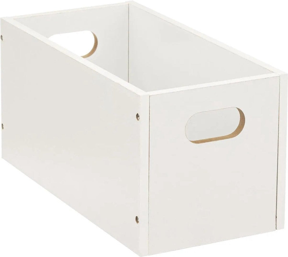 5Five Opbergmand / kastmand van hout - wit - 7 Liter - 31 x 15 x 15 cm - Opbergboxen - Vakkenkast manden