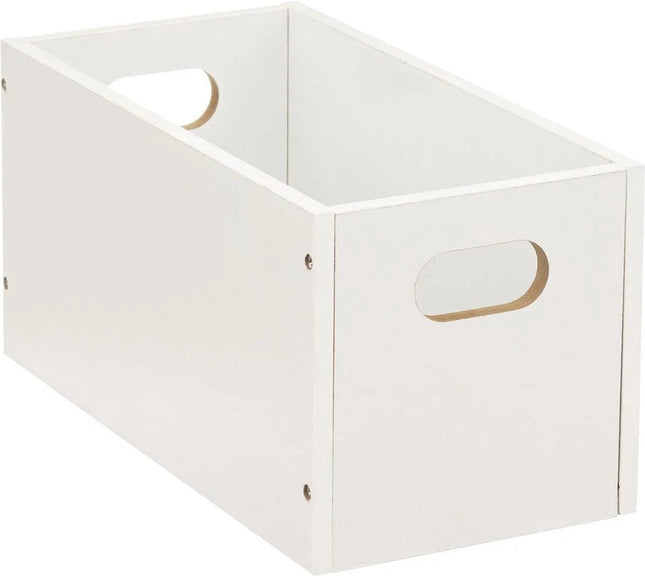 5five Panier/boîte de rangement en bois - blanc - 7 Litres - 31 x 15 x 15 cm - Boîtes de rangement - Paniers pour étagères