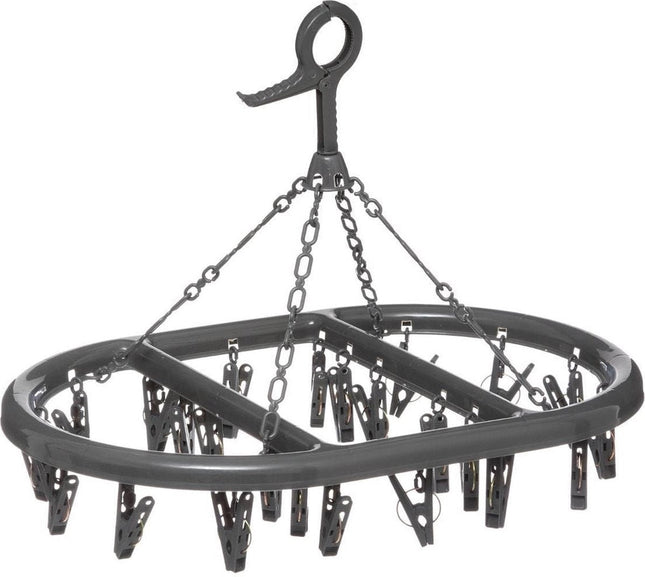 5Five Séchoir/étendoir carrousel - gris foncé - avec 24 pinces 45 x 33 cm en plastique - Mini étendoir
