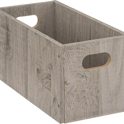 5five Panier/bac de rangement en bois - gris - 7 litres - 31 x 15 x 15 cm - Boîtes de rangement - Paniers pour étagères