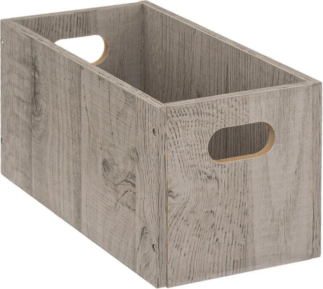5five Panier/bac de rangement en bois - gris - 7 litres - 31 x 15 x 15 cm - Boîtes de rangement - Paniers pour étagères
