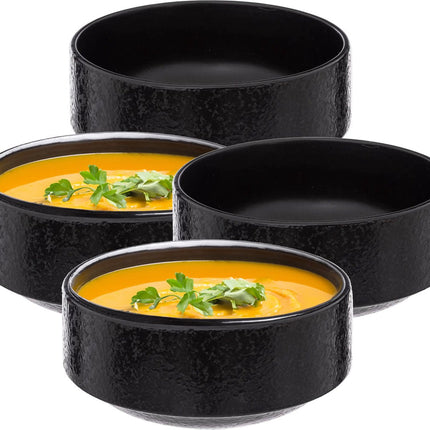 Secret de Gourmet Bols à soupe/soucoupe - 8x - Loft - céramique - D15 x H7 cm - anthracite - Empilable