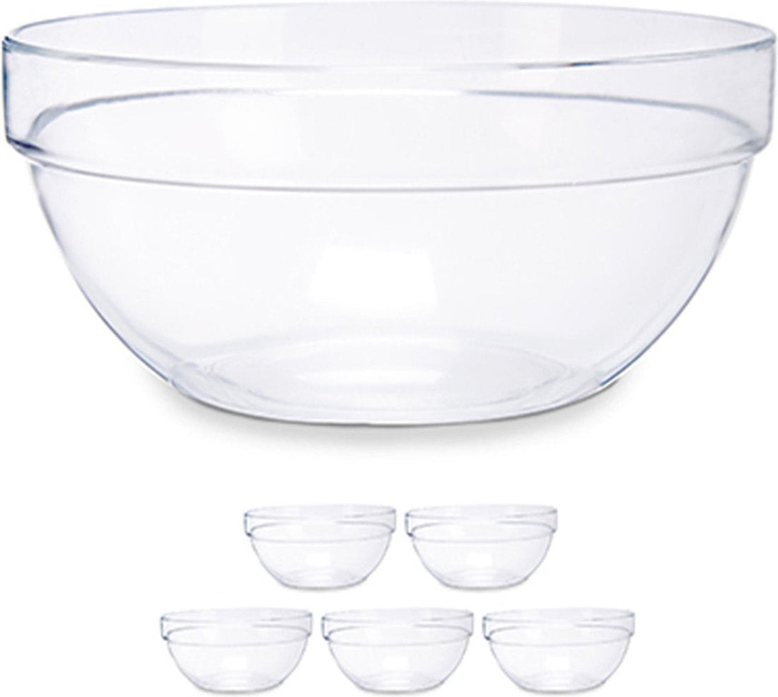 Set van 6x stuks glazen salade/dessert/sauzen schaaltjes/kommetjes 10 x 4 cm - Schalen/kommen van glas