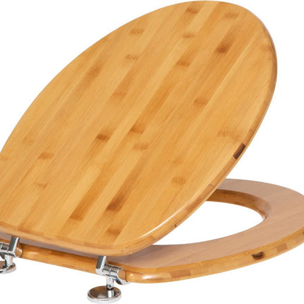 Abattant WC en bambou avec charnières en zinc - Abattant WC en bois avec couvercle - MDF - Effet bambou - Marron