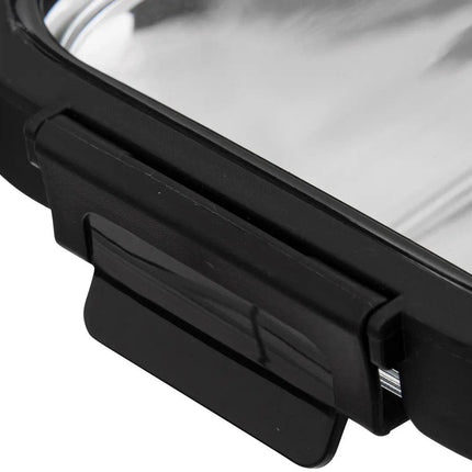 5Five Vershoudbakje met deksel - 2x - glas - luchtdicht - met clips - 21 x 17 x 7 cm - 900 ml - zwart/transparant