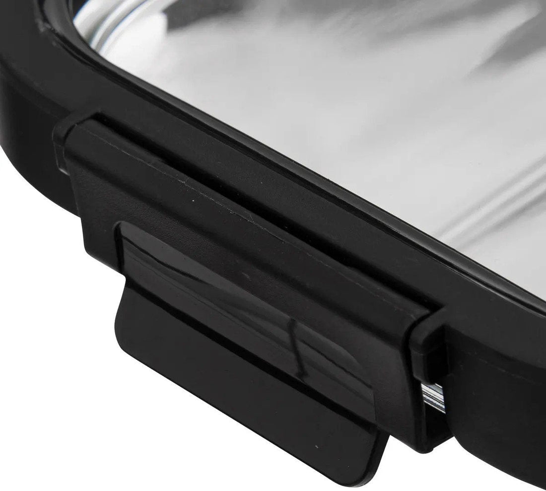 5Five Food storage container with lid - 2x - glass - airtight - with clips - 21 x 17 x 7 cm - 900 ml - black / transparent