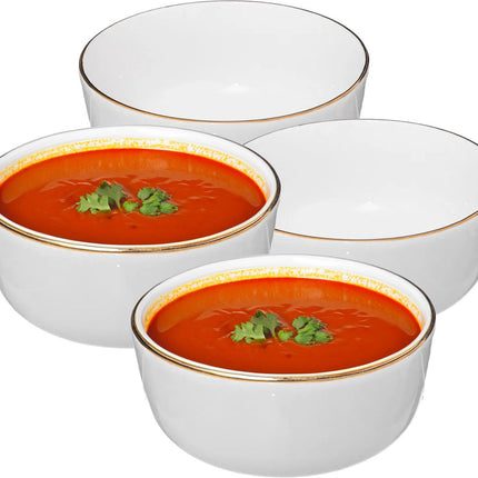 Secret de Gourmet Bols à soupe/ramequins de service - 6x - Corona - céramique - D15 x H6.6 cm - blanc/or