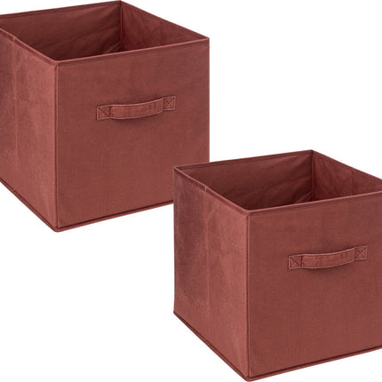 5Five Panier/Boîte de rangement - Lot de 4 - Bordeaux - 31 x 31 x 31 cm - 29 litres - Paniers de rangement - Tissu avec fond renforcé - Pliable