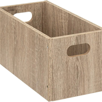 5five Panier/boîte de rangement en bois - marron clair - 7 Litres - 31 x 15 x 15 cm - Boîtes de rangement - Paniers pour étagères