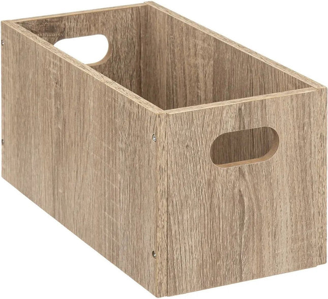 5five Panier/boîte de rangement en bois - marron clair - 7 Litres - 31 x 15 x 15 cm - Boîtes de rangement - Paniers pour étagères