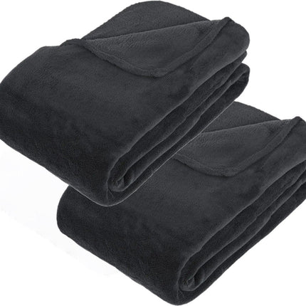 Atmosphera Grande couverture polaire/plaid polaire – 2x – anthracite – 180 x 230 cm – polyester