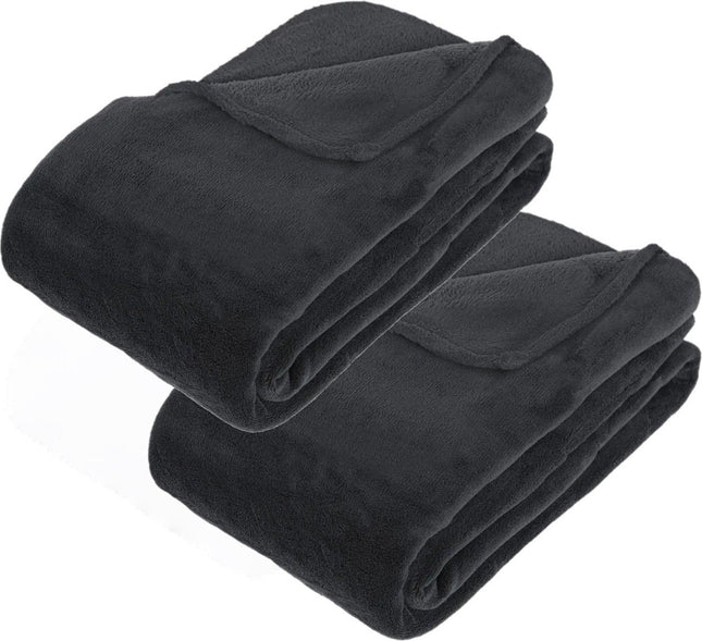 Atmosphera Grande couverture polaire/plaid polaire – 2x – anthracite – 180 x 230 cm – polyester
