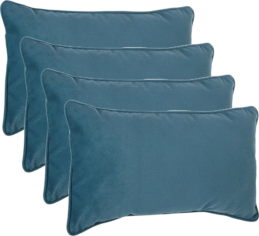 Atmosphera Bank-/Zierkissen Wohnzimmer Sophia - 4 Stück - 30 x 50 cm - Blau - Polyester - mit Reißverschluss