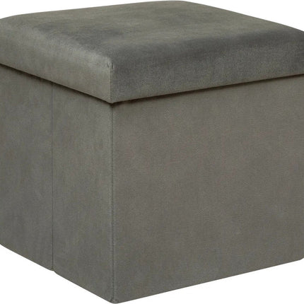 Atmosphera Pouf/tabouret Amber – Boîte de rangement pliante – velours Gris foncé – D38 x H38 cm – MDF/polyester