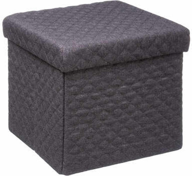 5Five Pouf/Tabouret/Boîte de rangement - gris foncé - polyester/mdf - 31 x 31 cm - pliable