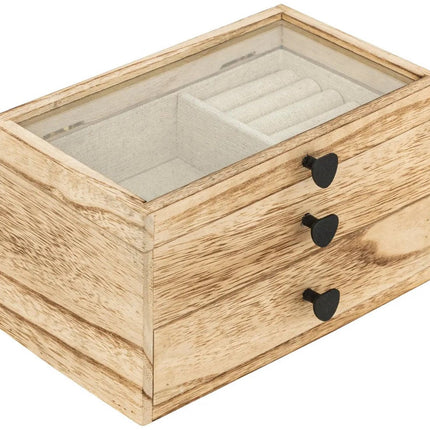 Atmosphera Boîte à bijoux Jakarta - 20 x 11 x 12 cm - naturel - Boîte à bijoux avec couvercle - avec miroir et tiroir
