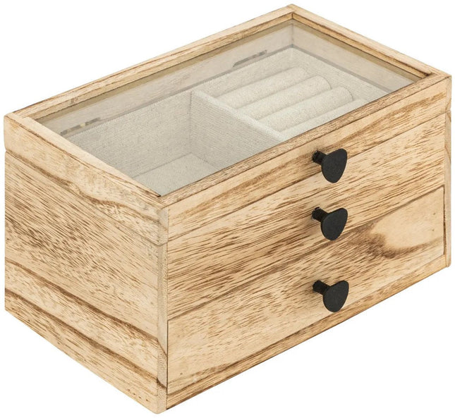 Atmosphera Boîte à bijoux Jakarta - 20 x 11 x 12 cm - naturel - Boîte à bijoux avec couvercle - avec miroir et tiroir