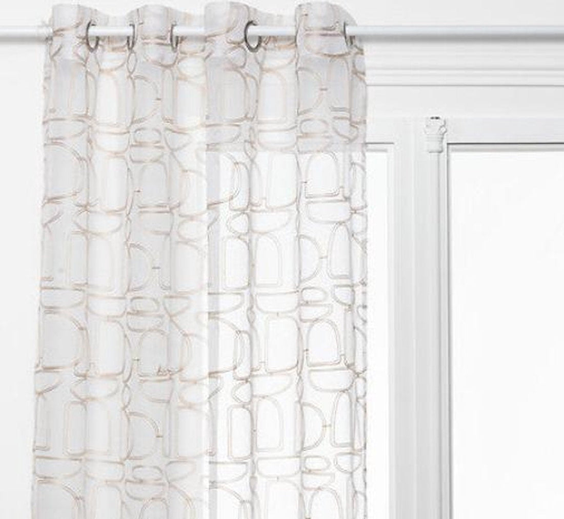 Atmosphera Hania Printed Curtain 140 x 240 cm - Ready to hang with eyelets - Beige