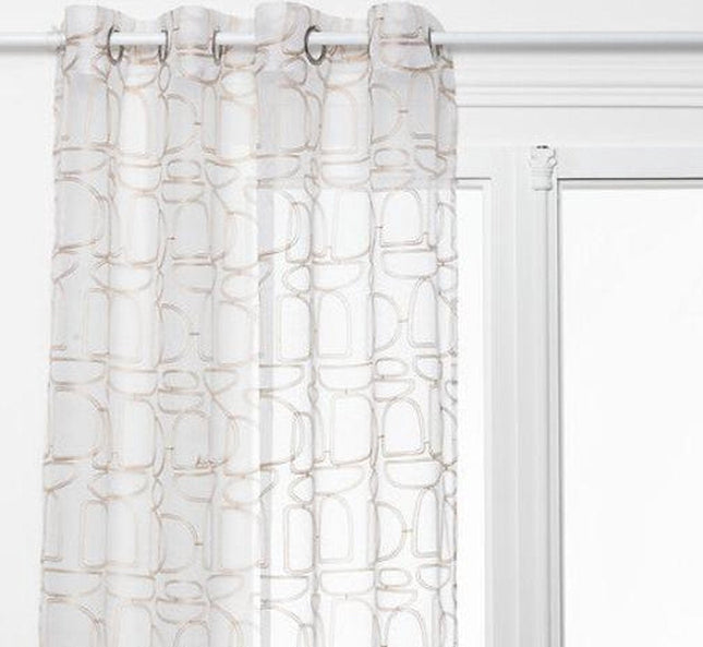 Atmosphera Hania Rideau imprimé 140x240cm - Prêt à poser à œillets - Beige