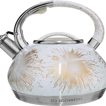 Bouilloire Edënbërg Luxe – 3,5 litres – Bouilloire sifflante d'origine en acier inoxydable – Blanc – Fond à 7 couches !