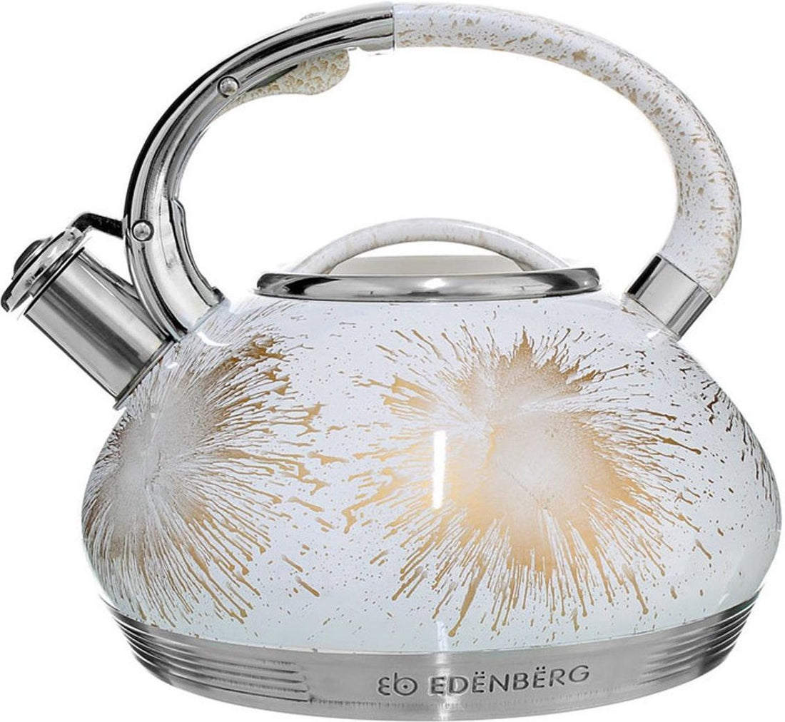 Edënbërg Luxury Whistling Kettle - 3.5 liters - original Stainless Steel Whistling Kettle - White - Featuring 7-Layer Bottom!