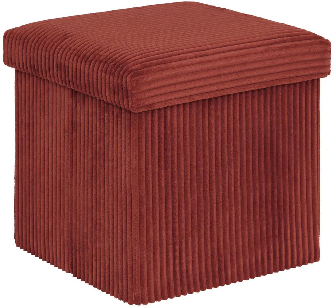 Atmosphera hocker Essestial Ribcord – opvouwbare poef, donkerrood, 38 cm