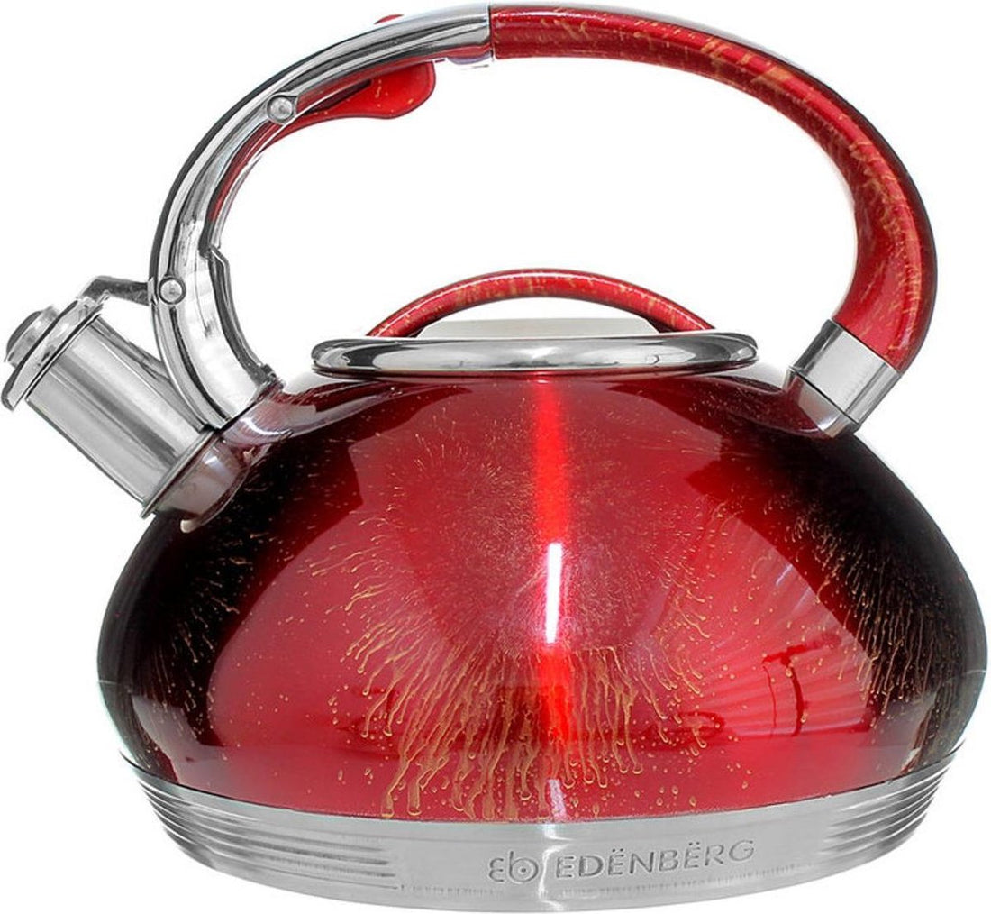 EDËNBËRG EB-1927 Luxe Fluitketel - 3.5 liter - originele RVS fluitketel - rood - Voorzien Van 7-Laags Bodem!