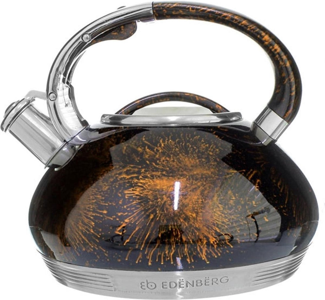 Edënbërg Luxe Fluitketel - 3.5 liter - originele RVS Fluitketel - Bruin - Voorzien Van 7-Laags Bodem!
