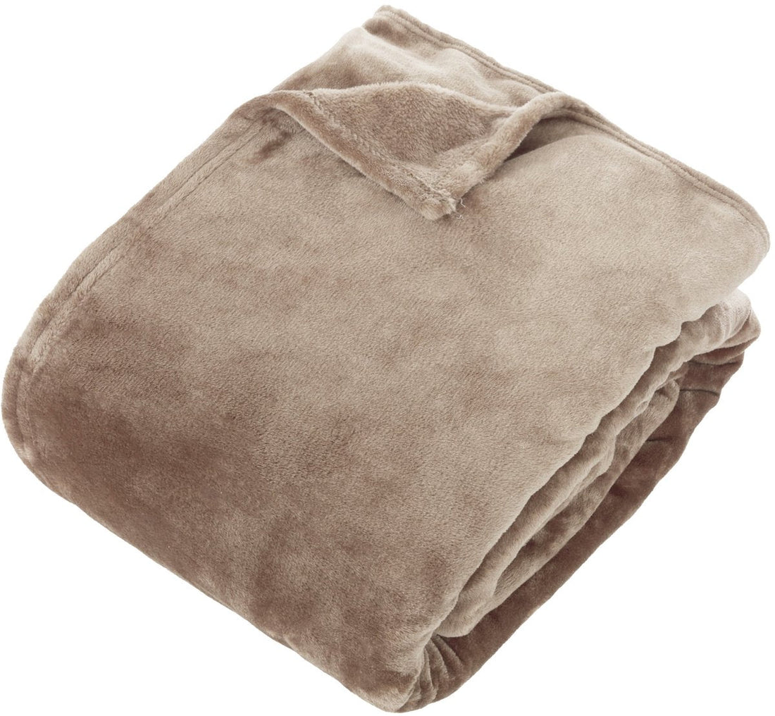 Atmosphera plaid beige 240 x 260 cm – effen deken van polyester