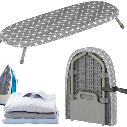 KINGHOFF KH-1937 Planche à Repasser de Table – Planche à Repasser Pliante avec Housse en Coton Laminé et Feutre de 5 mm – 81,5×30,5 cm – Gris